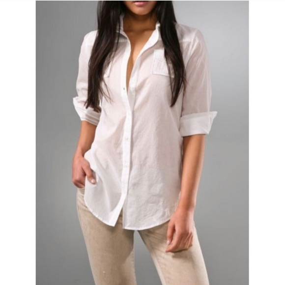 Elizabeth and James Zip Back Cohen 100% cotton White Shirt size Large - Picture 1 of 16